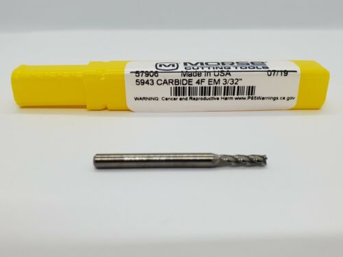 Morse 57906 3//32″×1//8″×3//8″×1 1//2″ 4 Flute Single End Carbide End Mill-Uncoated