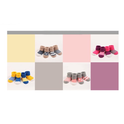 4 Pairs Socks Baby Newborn Infant Toddler Cute Winter Thermal Warm Socks