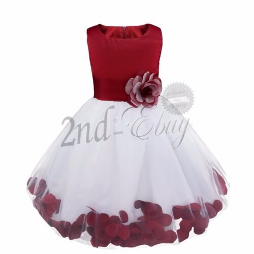 Petals Girl Kid Princess Wedding Party Dress Pageant Flower Bow Tulle Dresses