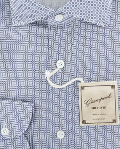 Details about  / $375 Giampaolo Navy Blue Cotton Shirt Extra Slim 618TS21337FAB