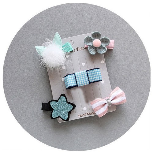 5Pcs//set Delicate Baby Kids Girls Barrettes Mini Flower Bow Hairpin Hair Clips