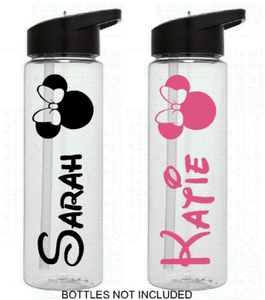 1 X Personnalisé Disney Nom Stickers Enfants Eau Boisson Bouteille//Lunchbox École