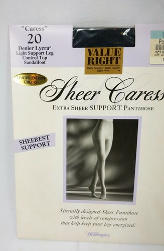 Details about / JCPenney Sheer Caress Long Pewter 88 Extra Sheerest Support Pantyhose Sandlefoot