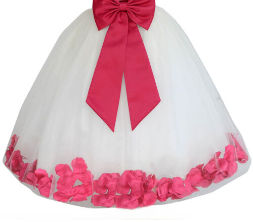 Rose Petals Lace Heart Cutout Ivory Flower Girl Dress Toddler Girl Dresses 185T
