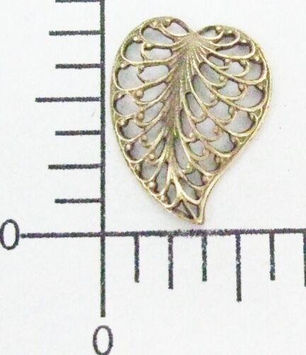 32703       6 Pc Brass Oxidized Filigree Leaf Jewelry Finding  SALE