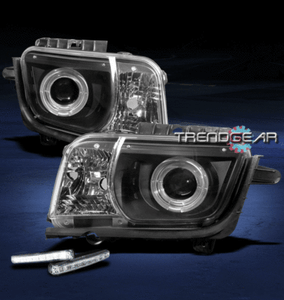 2010-2013 CHEVY CAMARO DOUBLE HALO BLACK PROJECTOR HEAD LIGHTS W//DRL LED SIGNAL