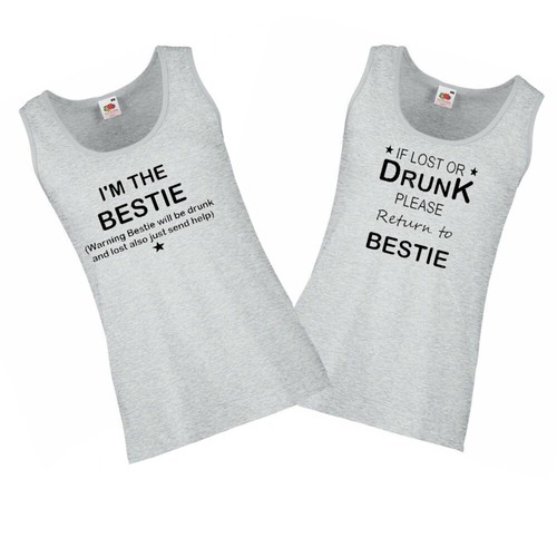Funny Printed Ladies Vest Tops If lost or drunk return to Bestie Printed