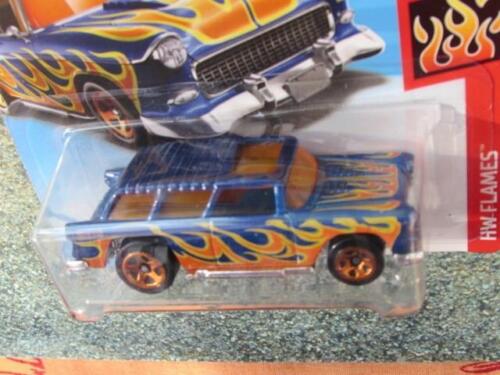 Hot Wheels 2018 #146//365 CLASSIC 1955 chevy NOMAD blue HW FLAMES