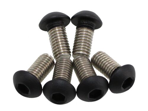 M6-1.0 x 8 Powder Coated Flat Black Stainless Steel Button Head Bolts 12 Qty