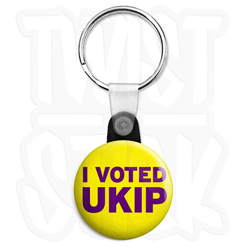 I Voted UKIP Keyring Button Badge 25mm Election Keyrings with Zip Pull Option 