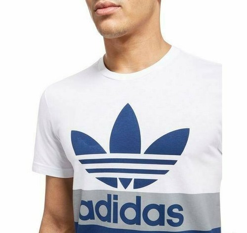 adidas California Men/'s Blue White Grey Evo Trefoil T-Shirt Tee BNWT Small XL
