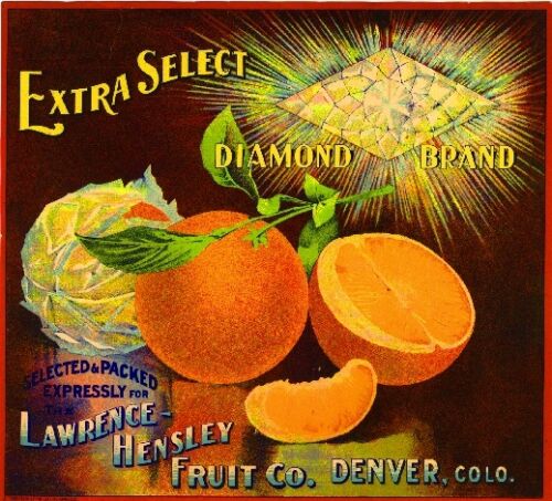 Denver Colorado Diamond Orange Citrus Fruit Crate Label Art Print