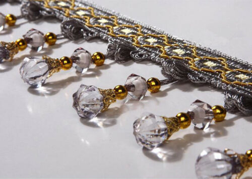 Tassel Fringe Trim Pumpkin Crystal Beaded Ribbon For Sewing Curtain Accessories 