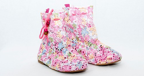 Girls Material Boots Summer Pull on Knitted Fabric 11.5-2.5 UK 30-35 EUR