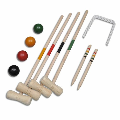 4 Player Wooden Croquet Set Beach Kids Toys Adult Fun Outdoor Garden Games Toy