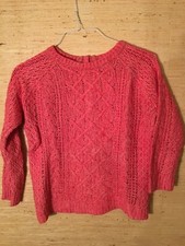 Women's Ann Taylor LOFT Crew Neck Cable Pink Pullover Sweater Size M