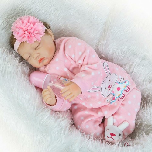 Girl Baby Reborn Dolls Real Life Soft Silicone Sleeping Toddler Doll for Kid 22/"