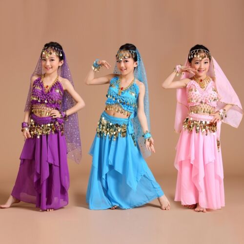 6 Colors 3 Sizes ADN01# Kids Girls Belly Dance Costume Top, Skirt...