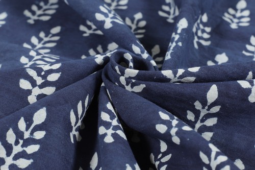 Indian Blue Indigo Hand Block Print Cotton Fabric Dressmaking Sewing By 5 Yard