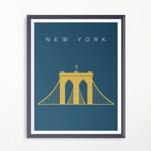 Nueva YORK Puente de Brooklyn viajar cartel Minimalista Vintage