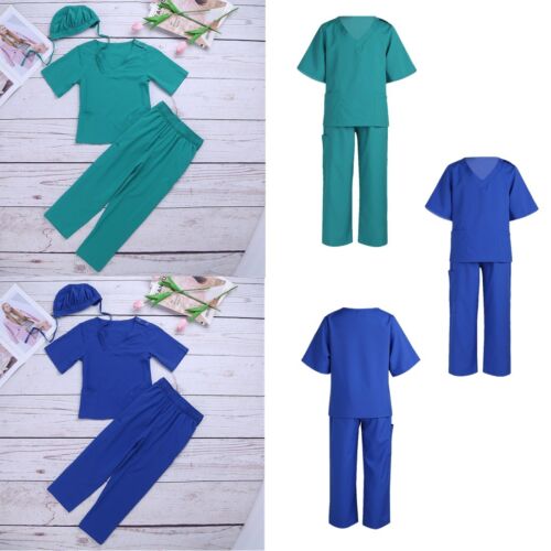 Child Doctor Nurse Surgeon Scrubs Uniform Fancy Dress up Kids Hospital Costume