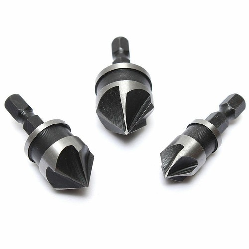 3pcs 1//4/" Hex Shanks 12//16//19mm Countersink Drill Bit Bore Set For Wood Metal
