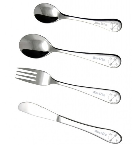 Enfants Couverts GRAVÉ AVEC NOM tous les 4 avec nom SIGNE//// 4 pièces