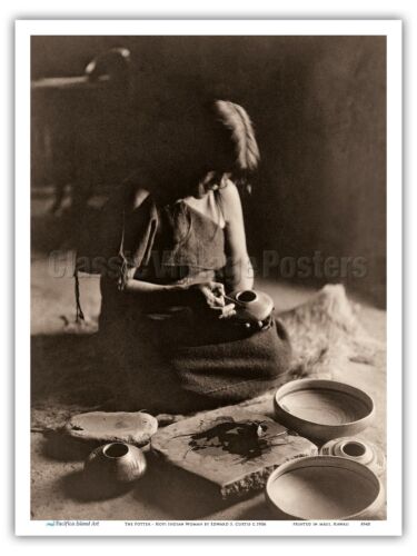 The Potter Hopi Indian Woman Edward S Curtis 1906 Vintage  Photograph Print 