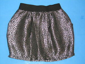Charlotte-Russe-Short-Mini-Skirt-Sz-S-Black-Silver-Metallic-Animal-Cheetah-Print