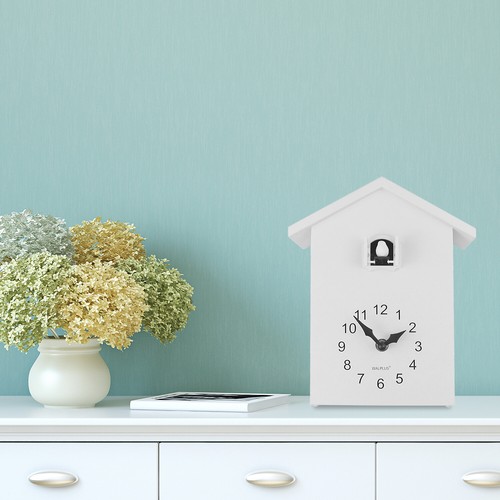 Walplus White Minimalist Cuckoo Clock White Window with changeable 4 birds