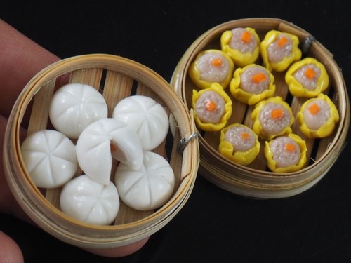1:6 Dollhouse Miniatures Steamed Dumplings Pork Chinese Handmade Toy Food Deco