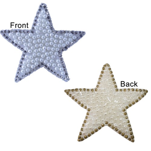 1//5pcs Pearl Beaded Diamante Star Applique Patch Iron//Hot Fix for Gown Jeans Bag
