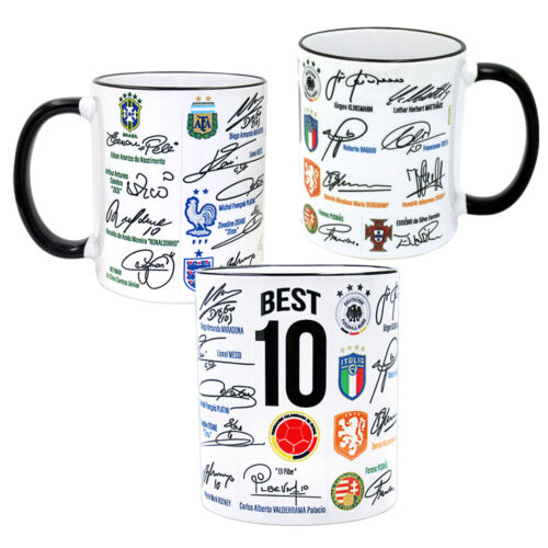 World Soccer Mug Best Stars of All Time Autographed Collectible Cup