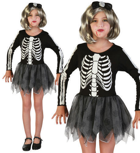 Esqueleto Para Niños Niños Chica Halloween Vestido de fantasía Traje de Disfraz 2-10 años 
