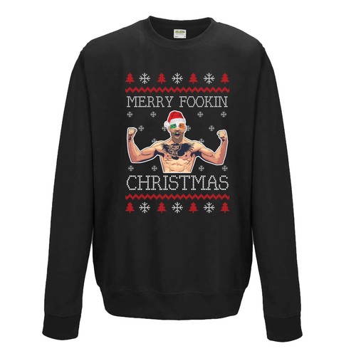 Merry Fookin Xmas Adults /& Kids Sizes Jumper- Conor McGregor- Ufc Black