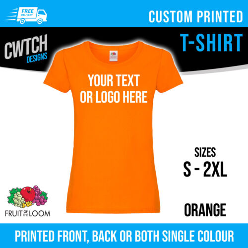 Printed T Shirt Fruit of the Loom Personalised Custom T-Shirt Lady Fit Hen Tee