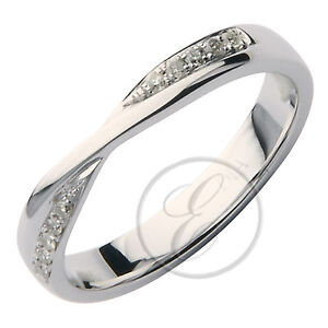 9ct White Gold Crossover Diamond Wedding Ring  eBay