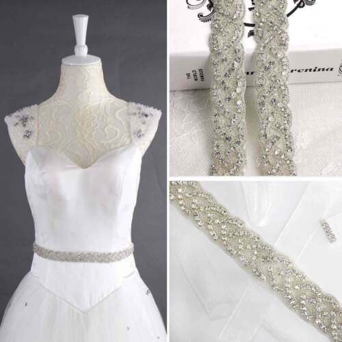 Crystal Bridal Belt Wedding Dress Sash Diamante Trim Applique Beaded Waistband