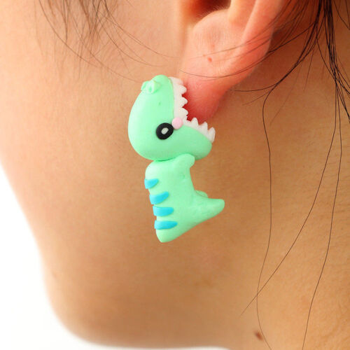 Women Earrings Jewelry Girl Cute 3D Cartoon Animal Fox Cat Polymer Clay Ear Stud 