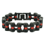 Details about   Stainless Steel Black with Red Stripe Bike Chain Bracelet 