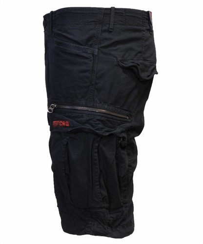Superdry New Mens Summer Cargo Shorts 7 Pockets Zip Fly Sand Washed Black