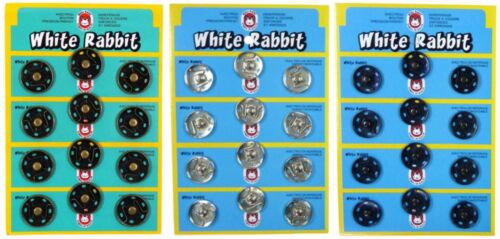 Choose Col & QTY White Rabbit Metal Snap Fasteners No8 21 mm ref 11-12000.8 