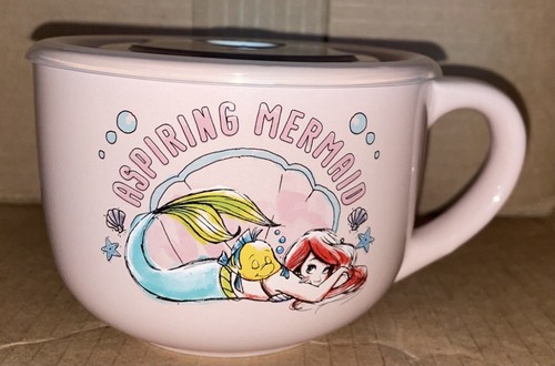 Disney THE LITTLE MERMAID ARIEL Soup Mug With Lid NEW