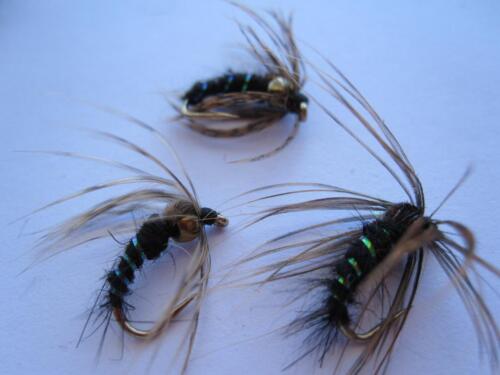 NYMPHS 1 DZ D18-3 COPPER BEAD HEAD HOLY GRAIL BLACK SIZES AVAILABLE