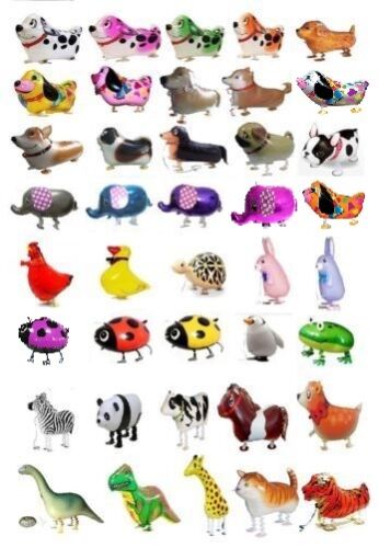 SET//LOT OF 75 WALKING ANIMAL BALLOON PETS AIR WALKERS FOIL HELIUM BIRTHDAY PARTY