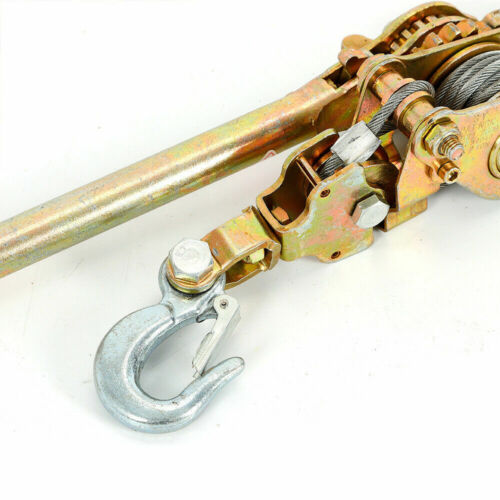 Hoist Ratchet Hand Lever Puller Come Along Double Hooks Cable 4400LB 2Ton New 