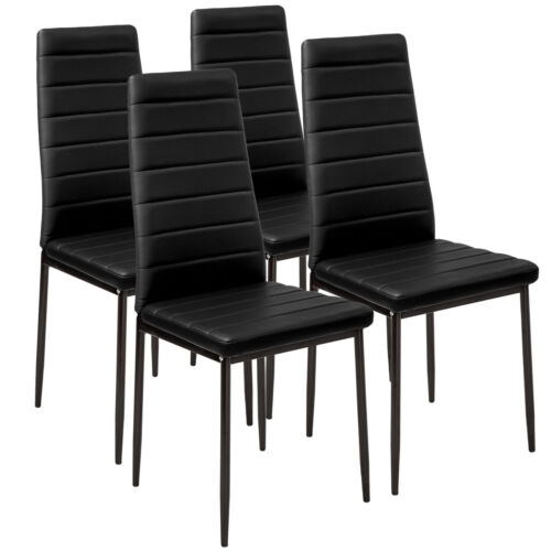 4x silla de comedor juego de sillas silla de cocina respaldo alto sala de espera silla negro 