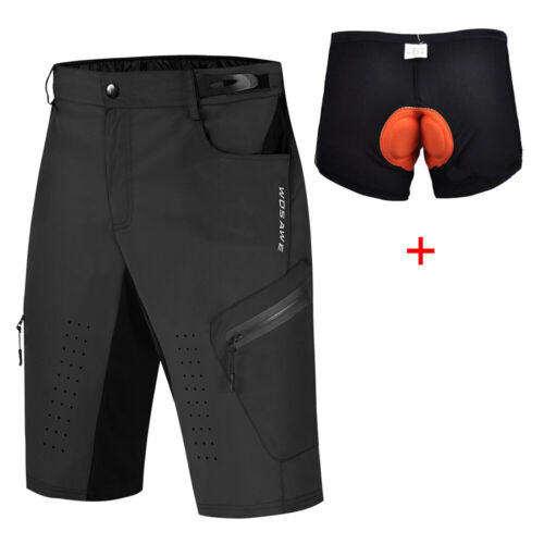 Men's MTB Mountain Bike Cycling Shorts Zipper Pockets Padded Bicycle Short Pants 