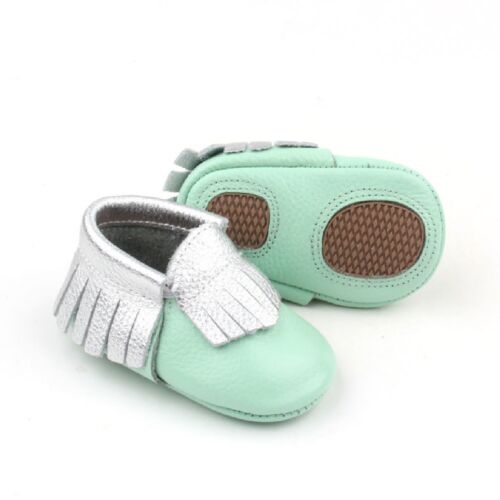 mint green baby shoes