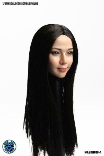 Details about  / 1//6 Asian Beauty Girl Black Long Hair Head Sculpt Carved for 12/" Female Body